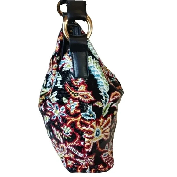 Whiting & Davis metal mesh shoulder bag floral print leather trim multicolor - Picture 10 of 16